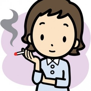 煙草を吸う女性のイラスト